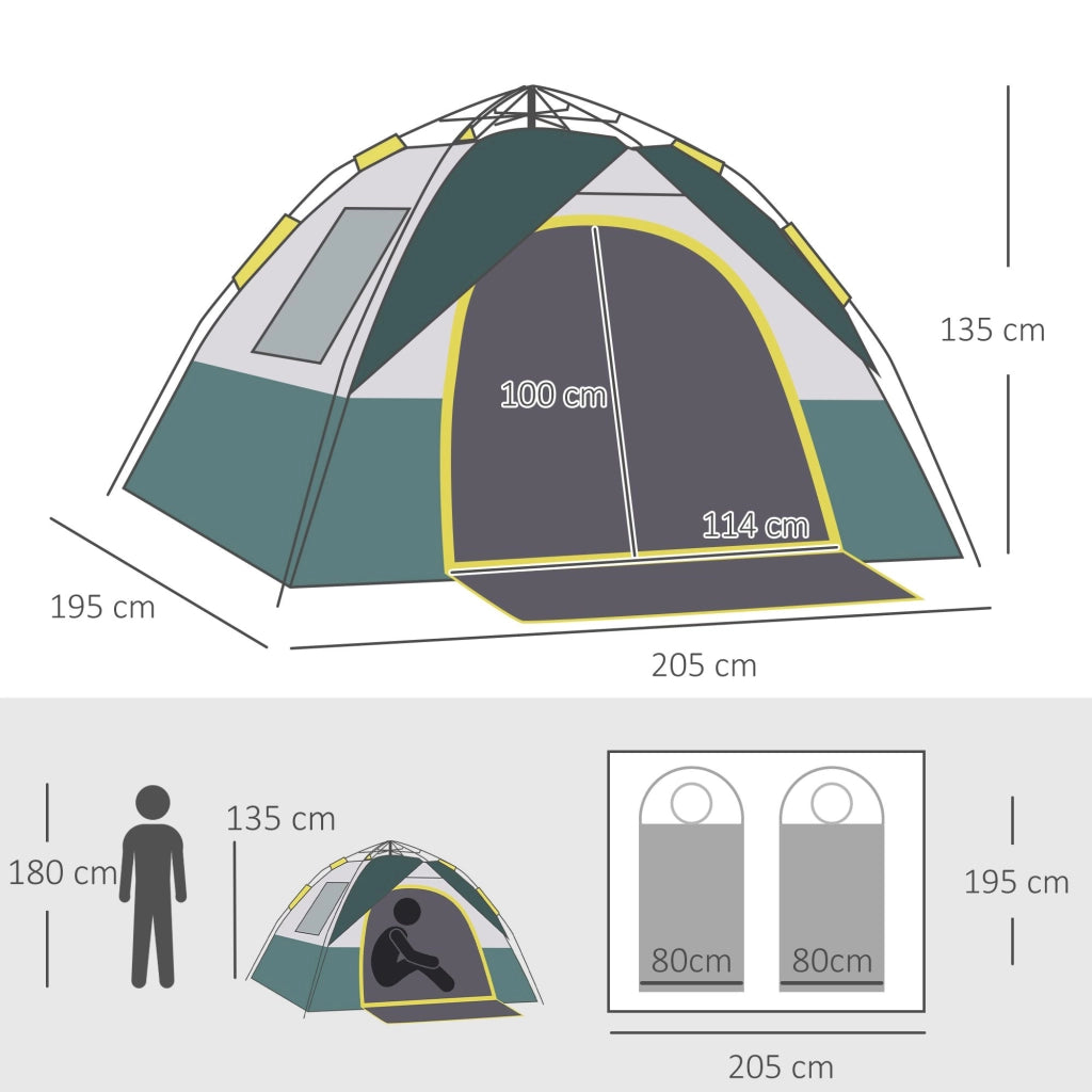Tenda da campeggio pop-up ¨C zephmum ¨C grigio verde beige 3 persone
