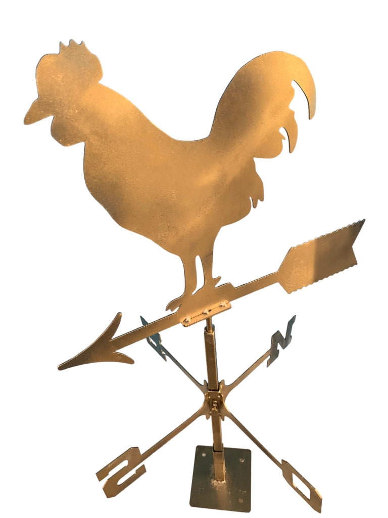 Banderuola segnavento da giardino a forma di galletto con punti cardinali in ferro 83x45 cm
