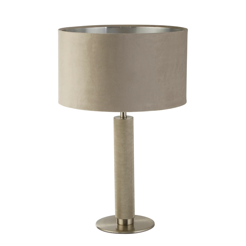 Lampada Scrivania Contemporanea Londra Acciaio Ottone Velluto Tortora 1 Luce E27