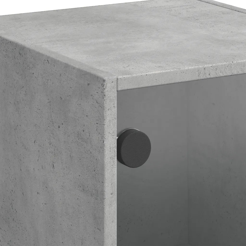 Credenza con Ante in Vetro Grigio Cemento 35x37x109 cm