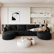 Divano angolare U modulare ¨C Minimal ¨C nero tessuto imbottito 336cm