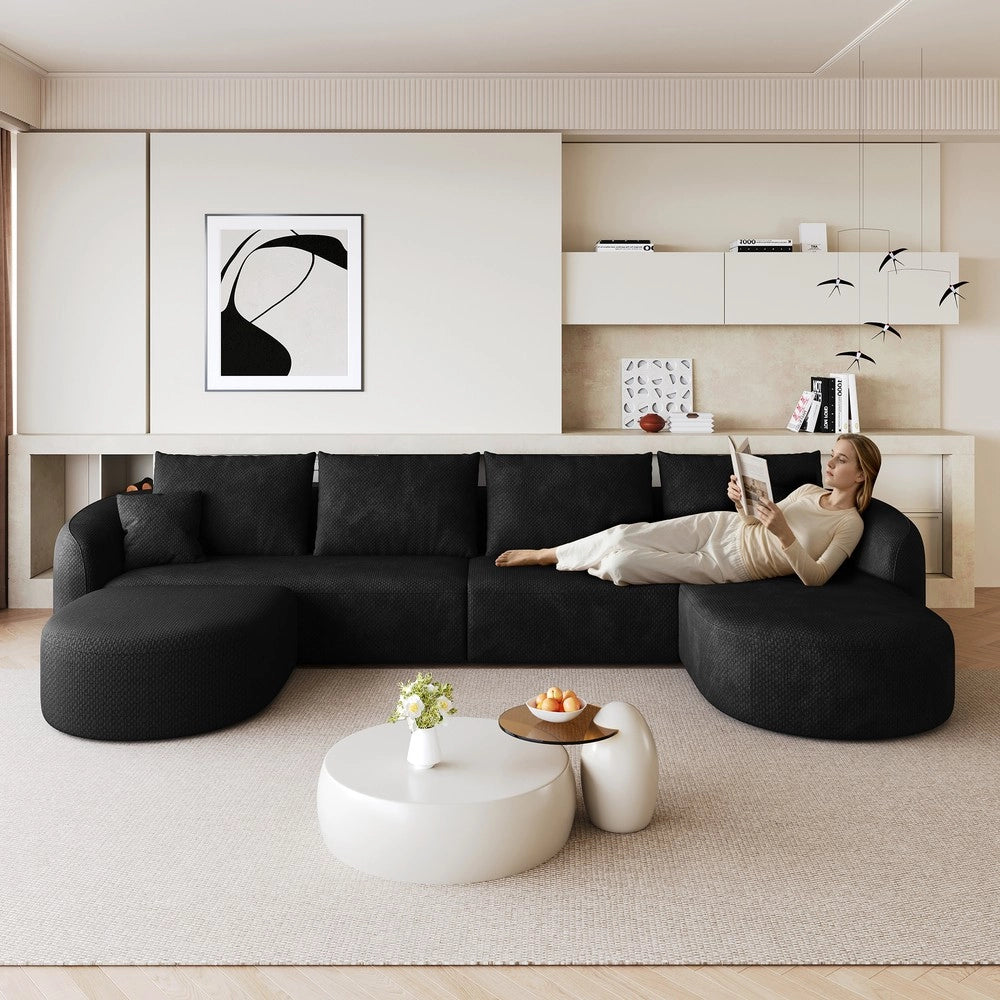 Divano angolare U modulare ¨C Minimal ¨C nero tessuto imbottito 336cm