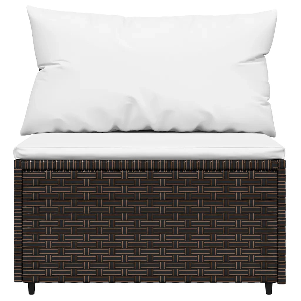 Divano Centrale da Giardino con Cuscini in Polyrattan Marronecod mxl 70532