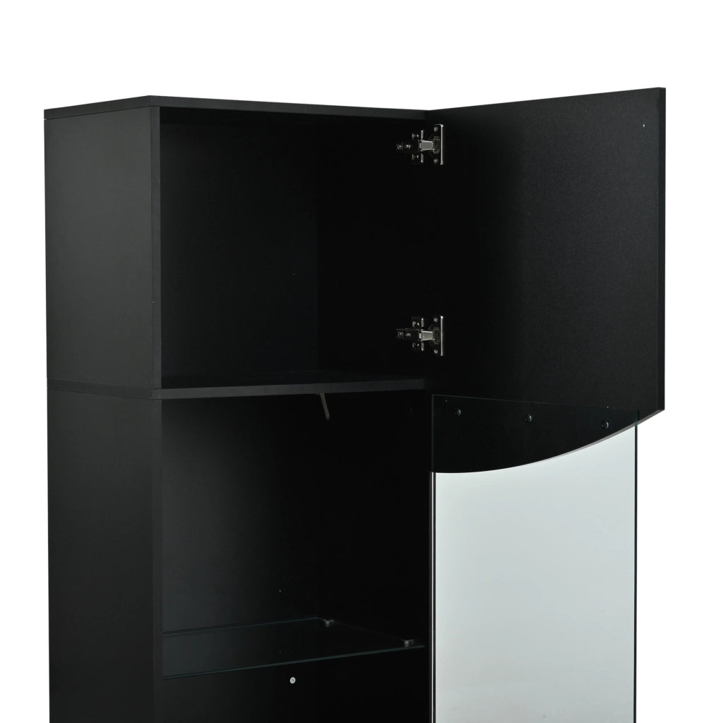 Vetrina alta con LED nera lucida 35x50x165 cm