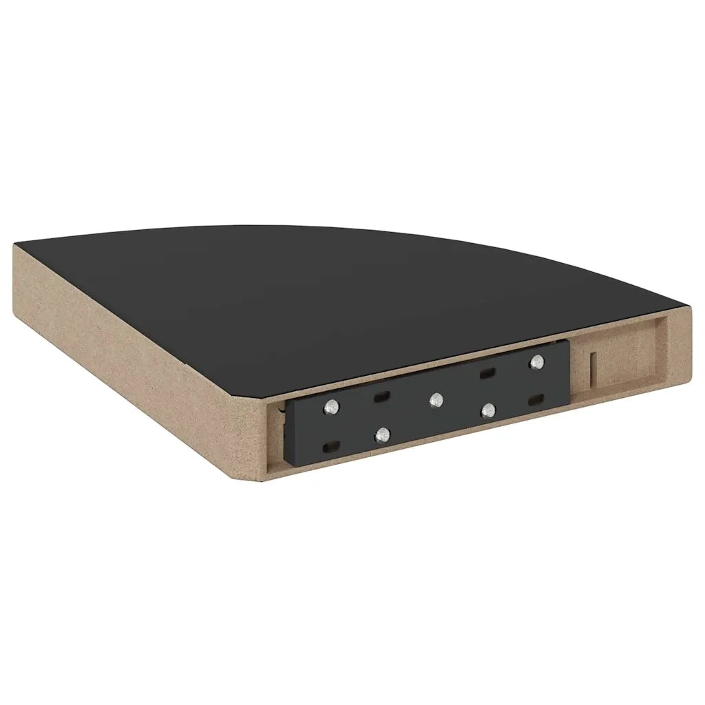 Scaffali Angolari a Parete 2 pz Nero Lucido 25x25x3,8 cm MDF 323890