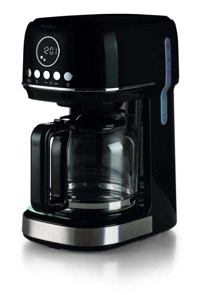Ariete 1396 Macchina da caffè con filtro Moderna, Caffè americano, Capacità fino a 15 tazze, Base riscaldante, Display LCD, Filtri estraibili e lavabili, Nero