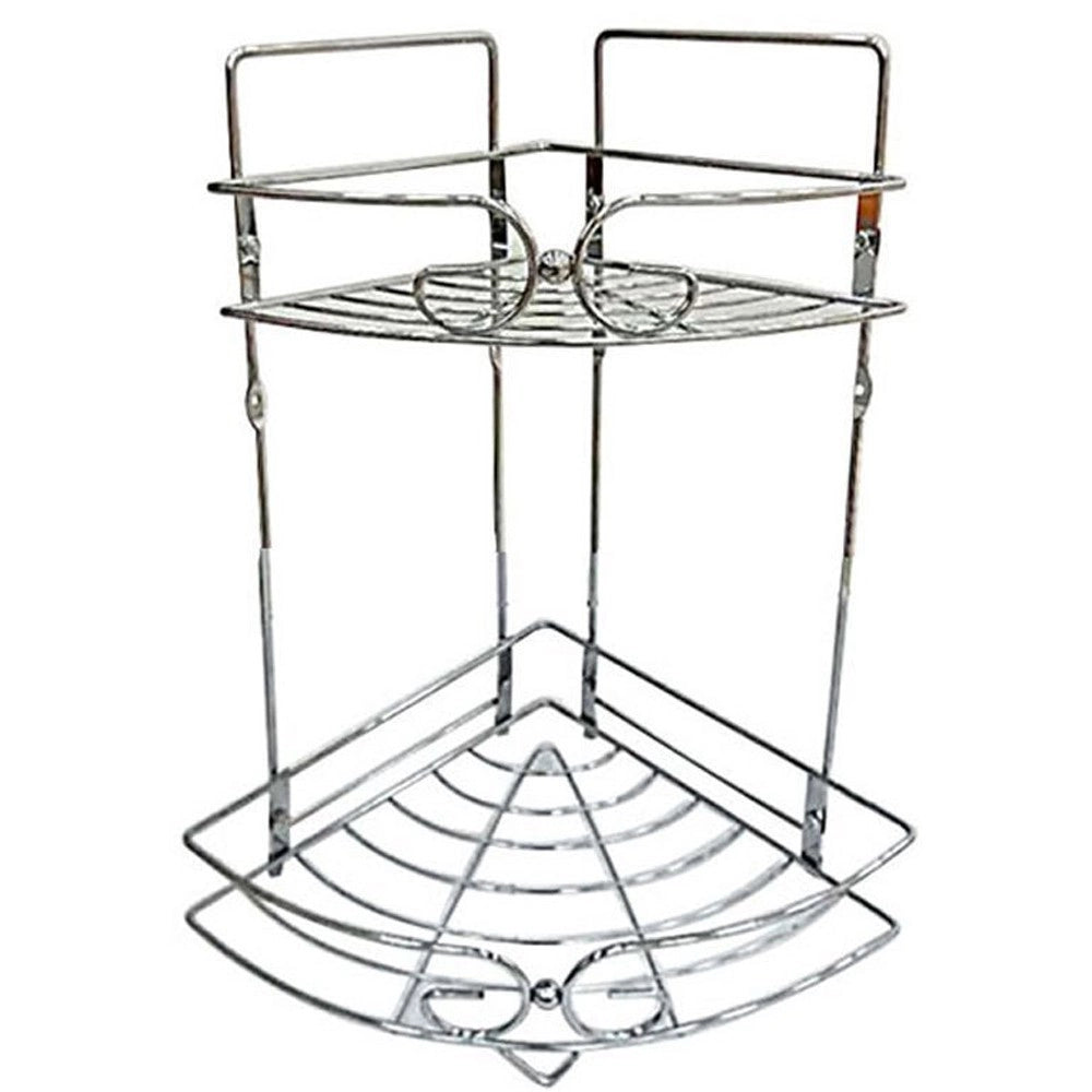 Trade Shop - Mensola Angolare Per Bagno Angoliera Doccia A 2 Livelli Ripiani In Metallo 52719 -