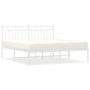 Letto matrimoniale | Letto per adulti | Giroletto con Testiera Metallo Bianco 150x200 cm