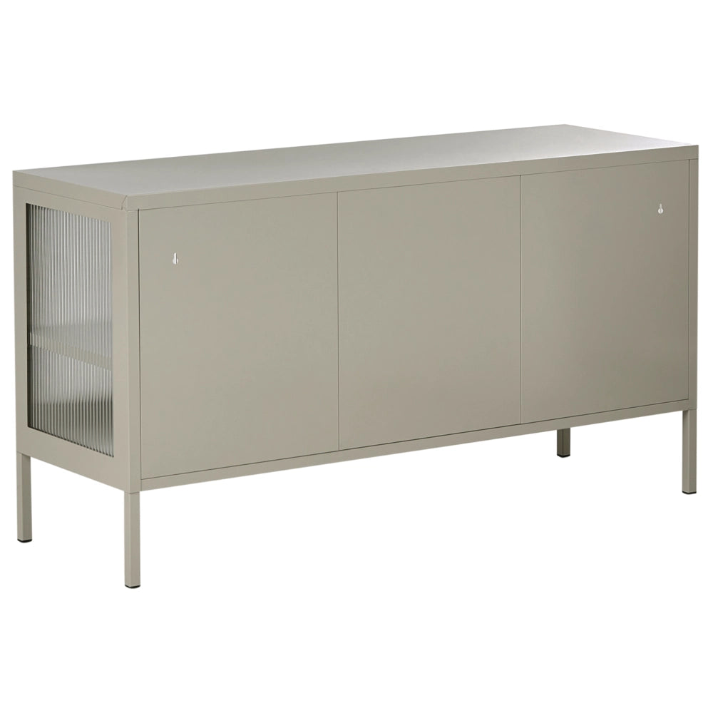 Credenza a 3 ante beige chiaro in acciaio mobile ufficio in metallo ripiani, piedini design industriale soggiorno mobili per ufficio domestico