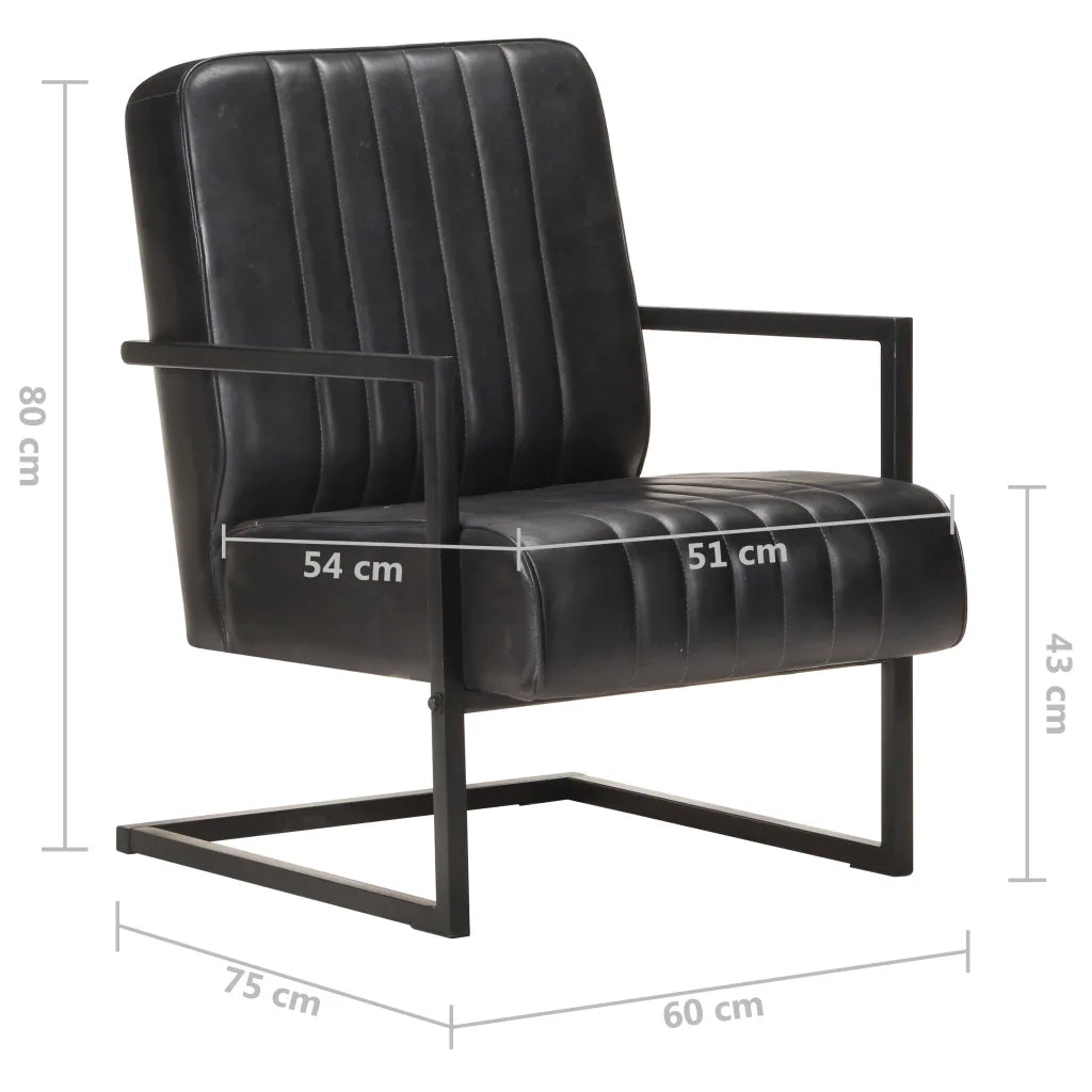 Poltrona a Sbalzo Nera in Vera Pelle cod mxl 20475
