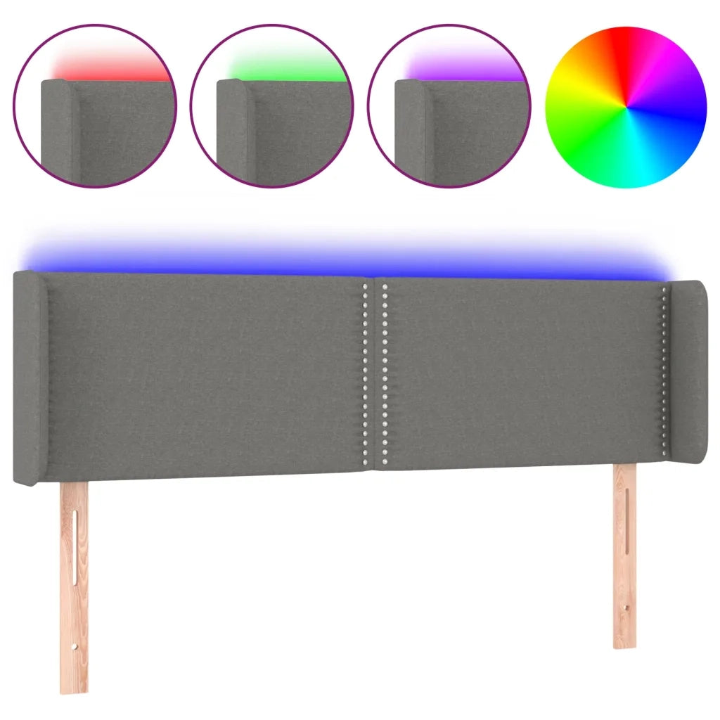 Testiera a LED-Testata con LED Grigio Scuro 147x16x78/88 cm in Tessuto 303428