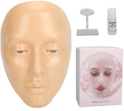 Tavolo di pratica per il viso 5D - Manichino in silicone riciclabile - Tessitura realistica - Standard per stabilità - 20 ml di olio per rimozione trucco