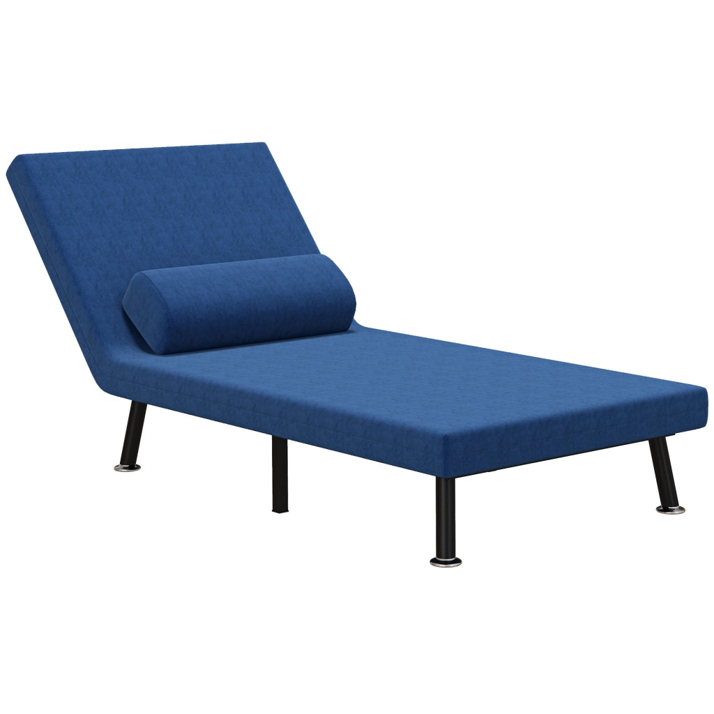 Poltrona Letto con Schienale Regolabile ¨C Zephmum ¨C Tessuto Blu Scuro Acciaio 75x70x75 cm