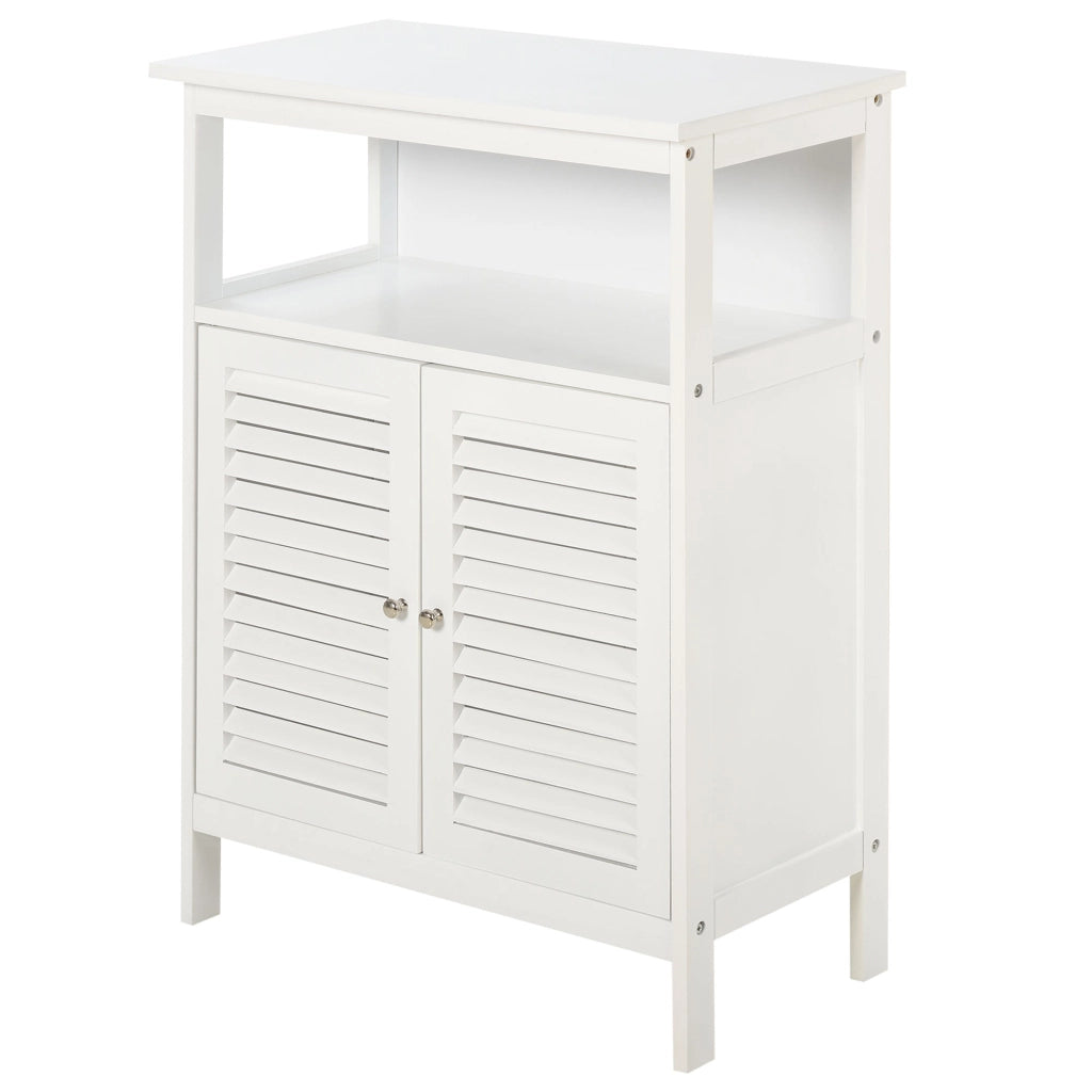 Mobiletto Bagno 2 Ripiani 2 Ante 60x30x81,6 cm in MDF  Bianco