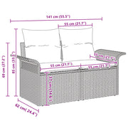 Set da Giardino da 9 Pezzi con Cuscini Grigio Polyrattan Acacia