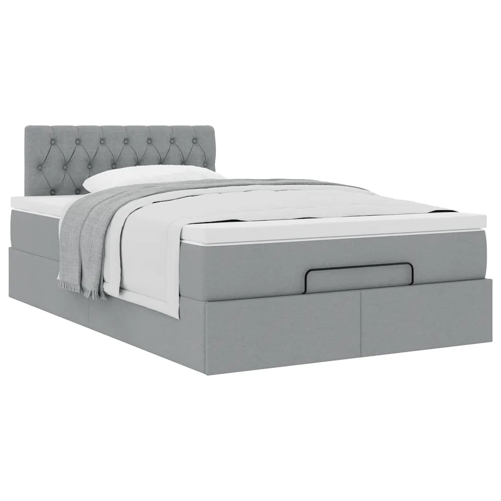 Pouf Letto con Materasso Grigio Chiaro 120x200 cm in Tessuto 3311532