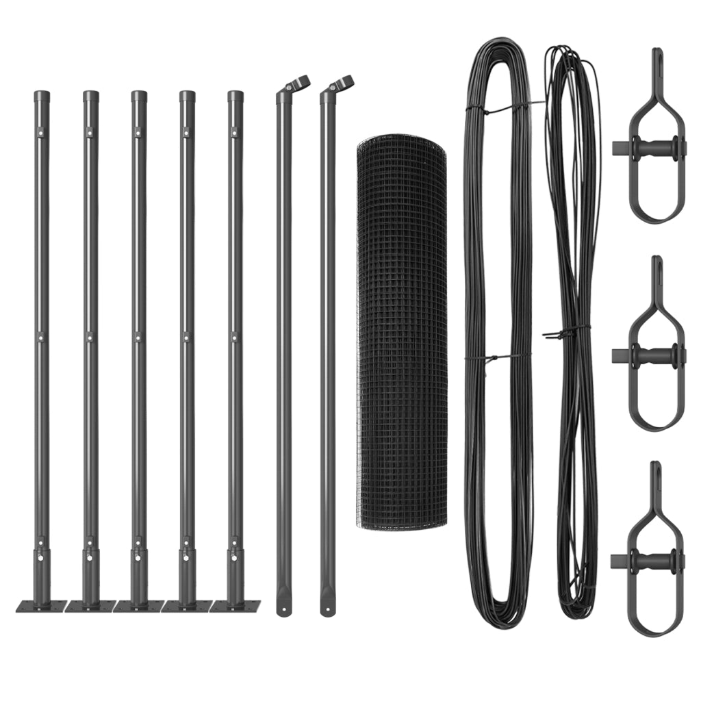 Set di Pali di Recinzione Set di 2 Grigio Acciaio 10 x 0.5 m