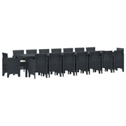 Set da pranzo da giardino con cuscini 17 pz Antracite PP 3378656