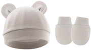 Set di 1 paio di mutsi per neonati e bambini, cappello per neonati e bambini unisex, cappello di lana soffice, cappello per neonati e bambini, colore latte.