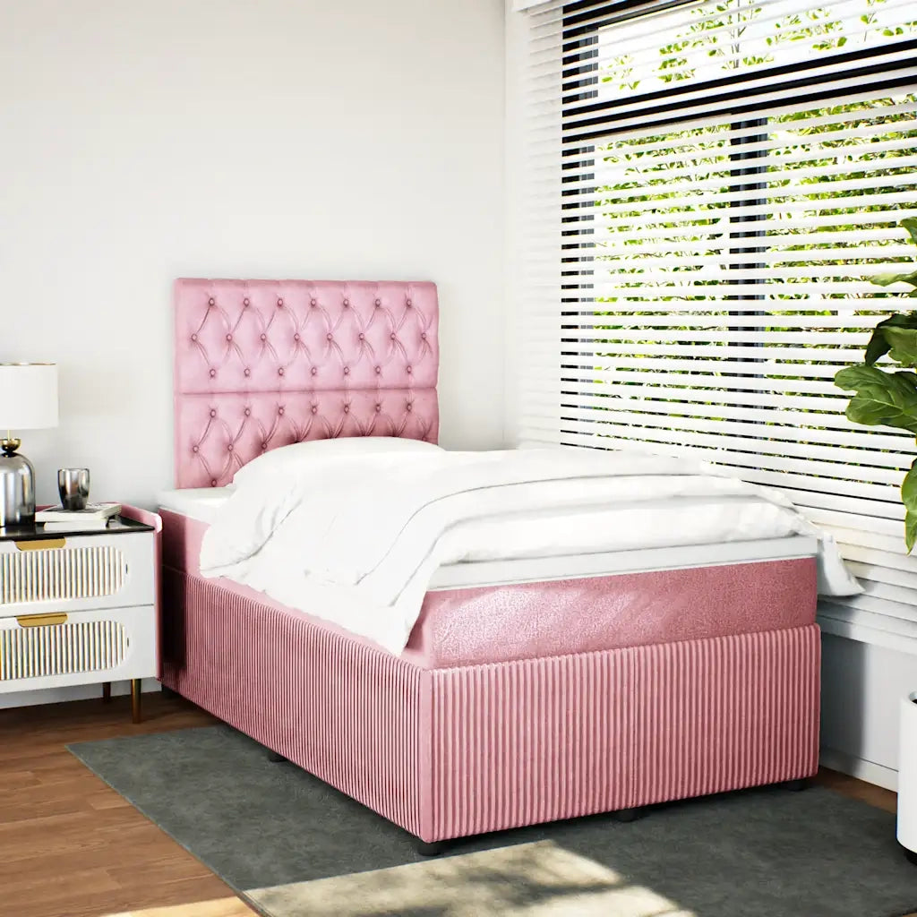 Giroletto a Molle con Materasso Rosa 120x190 cm in Velluto