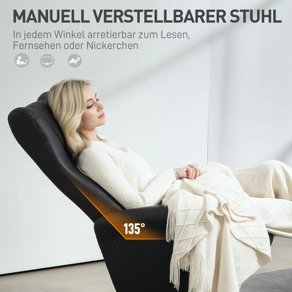 POLTRONA RELAX GIREVOLE CON POGGIAPEDE 70x79x105 cm Nera