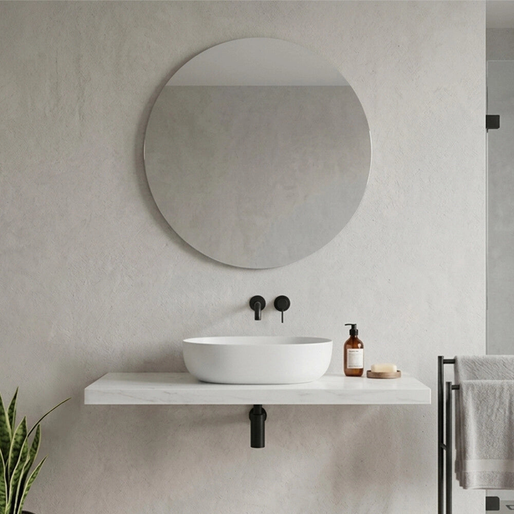 Mensolone bagno 120 cm in legno effetto marmo bianco carrara Levia
