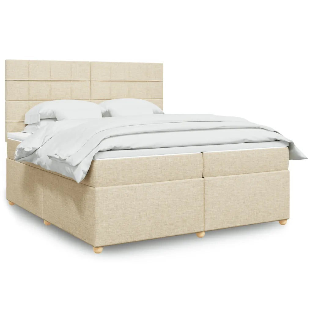 vidaXL Giroletto a Molle con Materasso Crema 200x200 cm in Tessuto