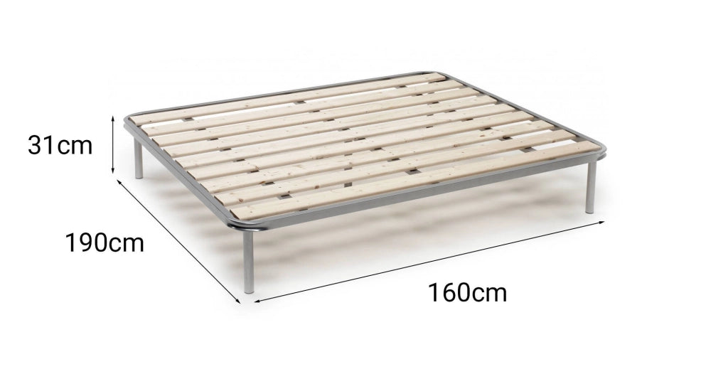Rete letto matrimoniale Aleck, Rete ortopedica a doghe piallate, 100% Made in Italy, cm 160x190h 31