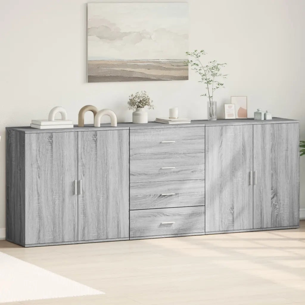 Credenze 3 pz | Madia | Buffet da pranzo | Armadio da pranzo Grigio Sonoma in Legno Multistrato