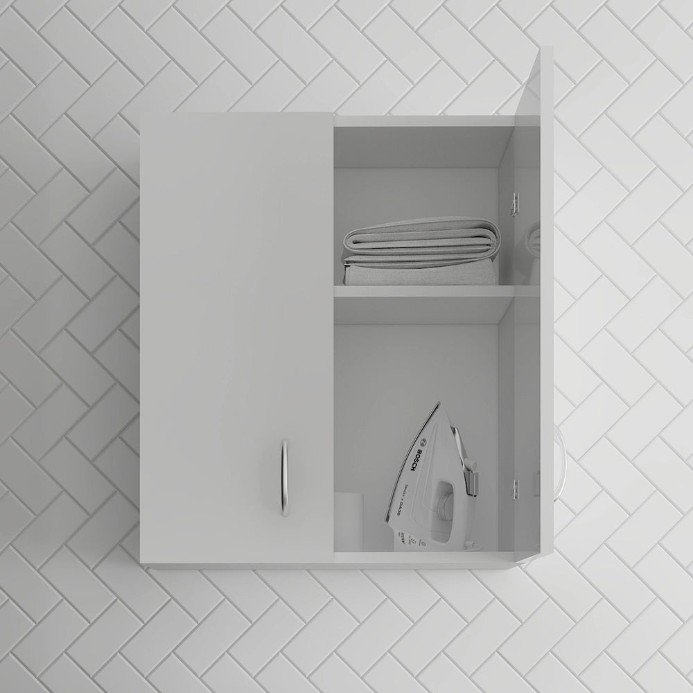 Pensile multiuso 60x32 in legno bianco con due ripiani Fedra