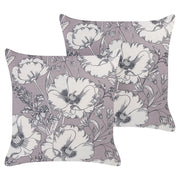 Set di 2 cuscini in poliestere grigio e bianco 45 x 45 cm con motivo a fiori soggiorno camera da letto