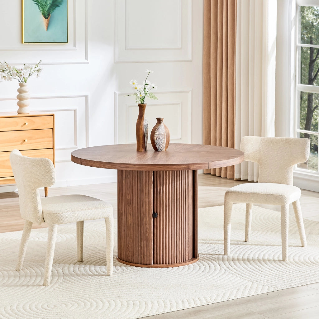 Set 2 sedie da pranzo moderne in tessuto bianco con schienale a T e gambe in metallo