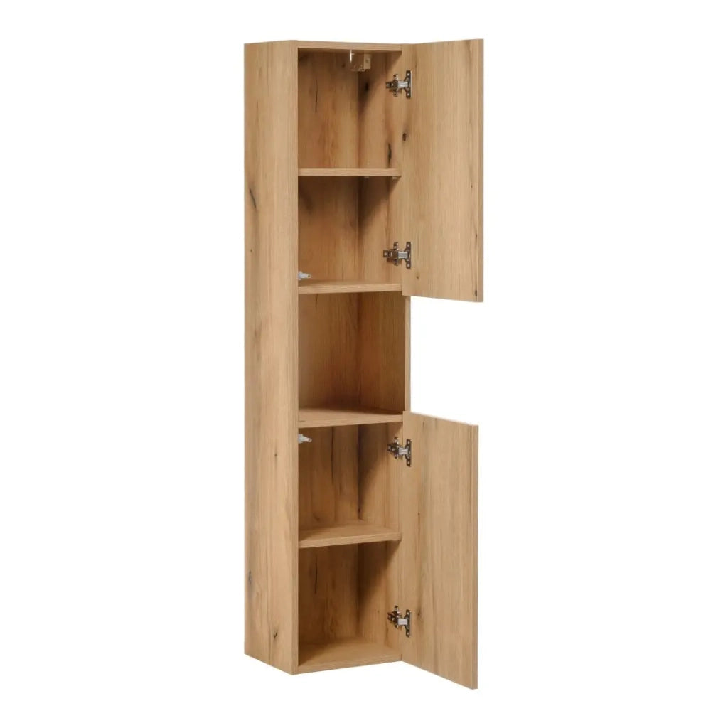 Colonna bagno VANO – 2 porte + 1 nicchia – Rovere – L30 × P25 × H140 cm – Da appendere