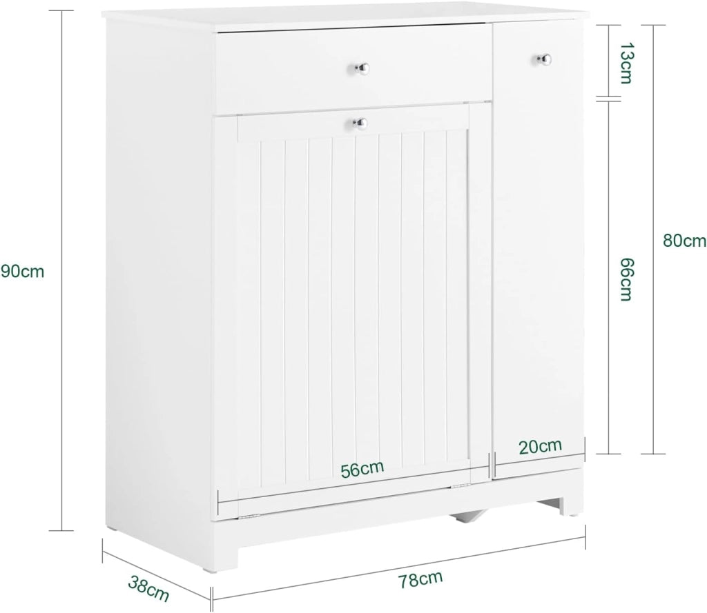 Mobile Bagno Salvaspazio Alto e Stretto Mobile Colonna con 1 Cassetto, 2 Cesti Portabiancheria e Ripiano Estraibile Armadietto da Bagno Multiuso 78x38x90cm BZR214-W