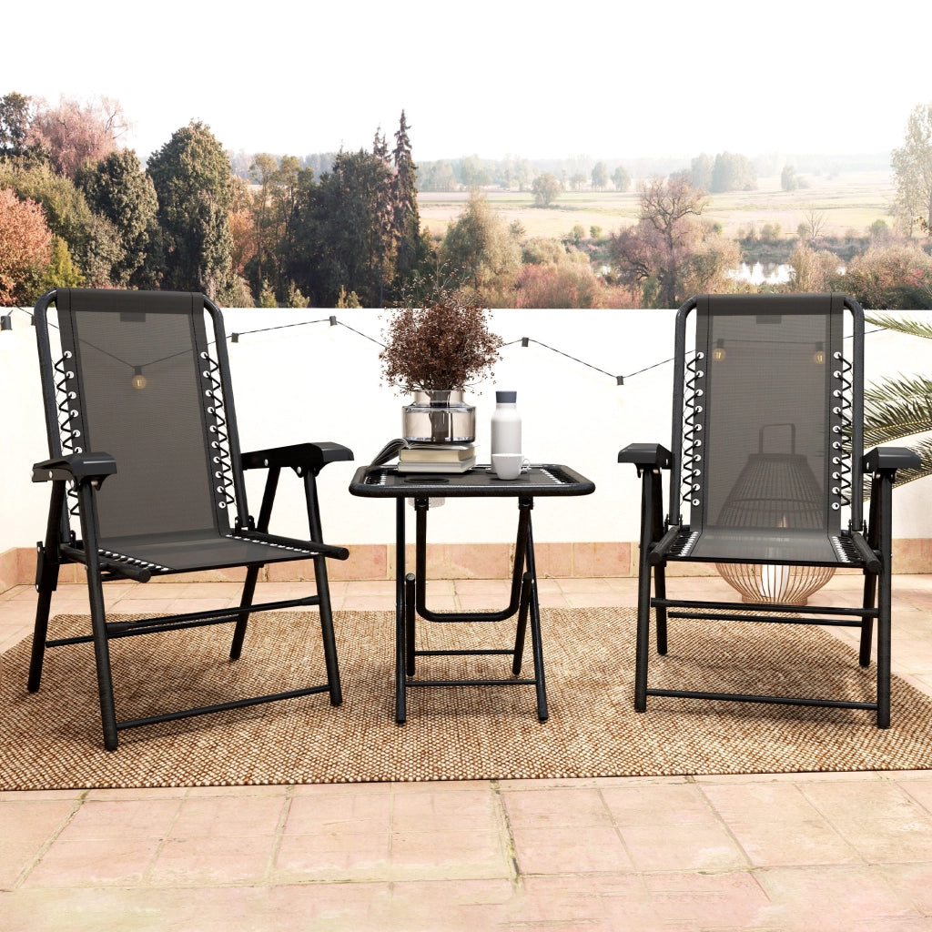 Set Bistrot 3 Pezzi in Acciaio ¨C zephmum ¨C Grigio Antracite 60x60x75