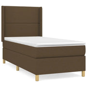 Letto singolo | Letto per adulti | Giroletto a Molle con Materasso Marrone Scuro 90x200 cm Tessuto