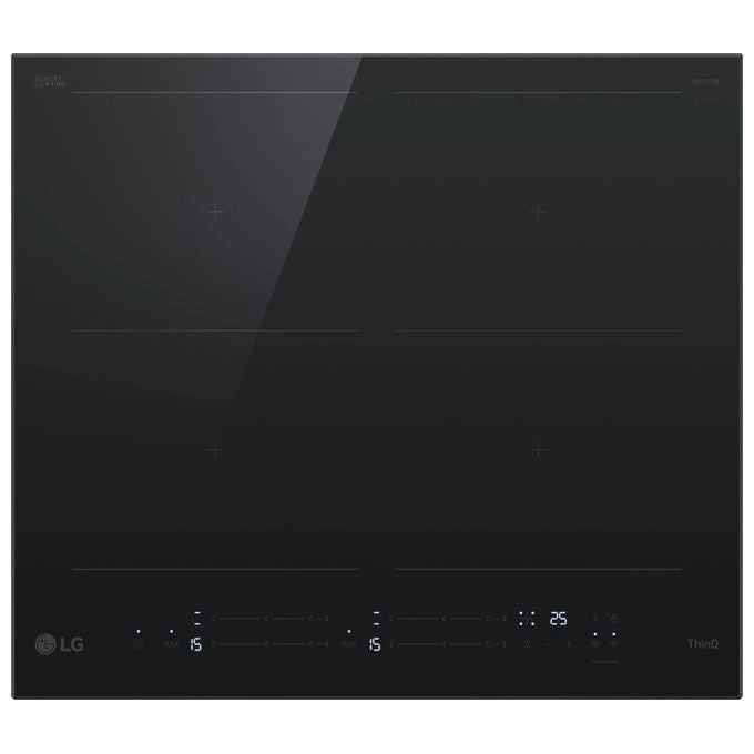 LG CBIZ2437B Piano cottura induzione 60cm, 7,4kW con limitatore, 4 zone, 2 flex, Wi-Fi