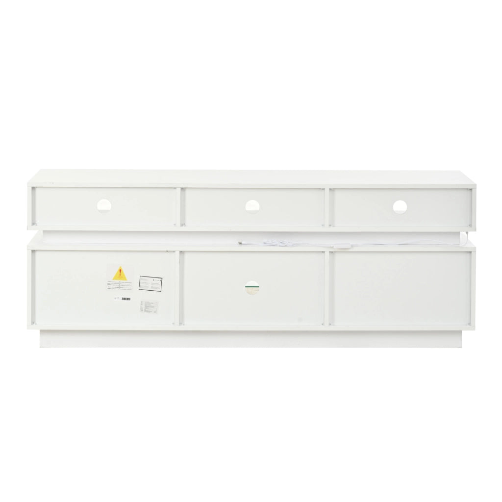 Mobile TV con LED ¨C MINIMAL ¨C Bianco Lucido, Vetro Temperato, 160x35x60 cm