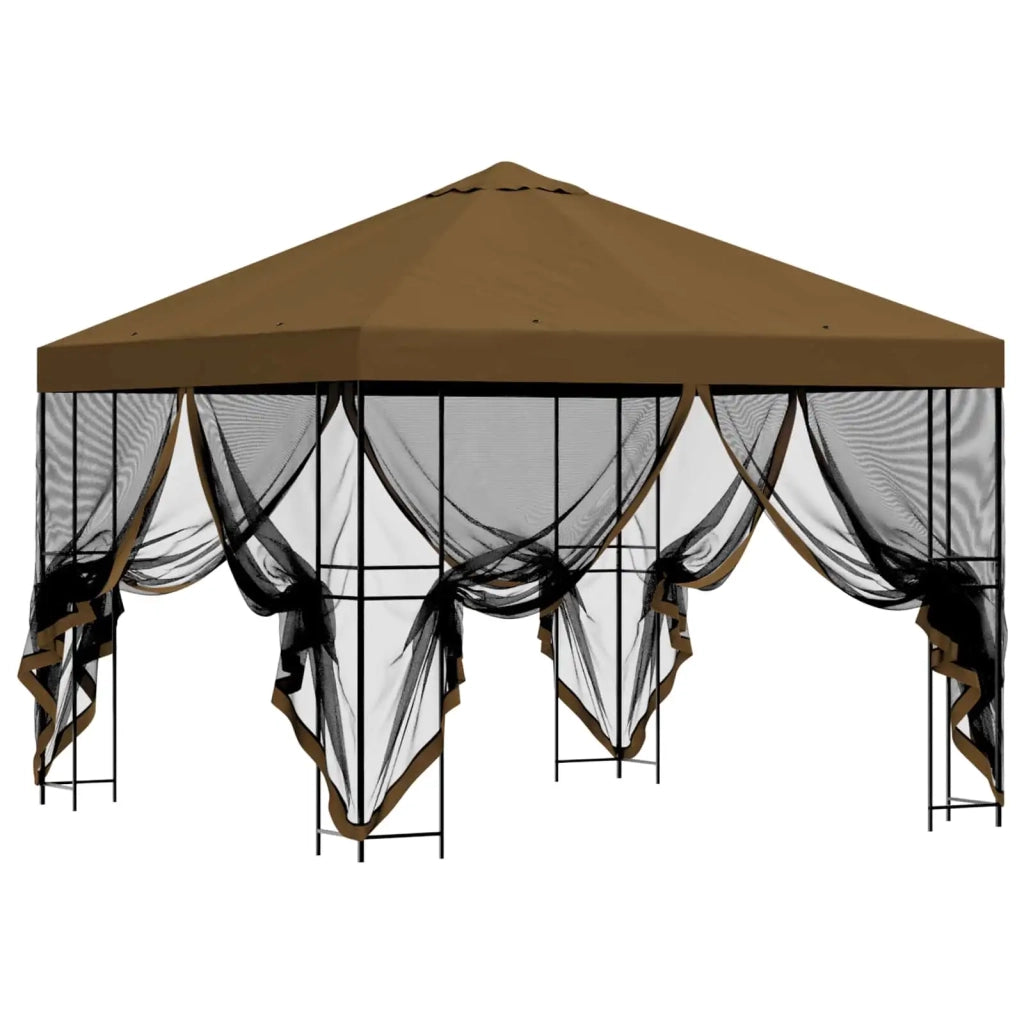 Gazebo da giardino con pareti laterali 3 x 3 m Tortora 900342