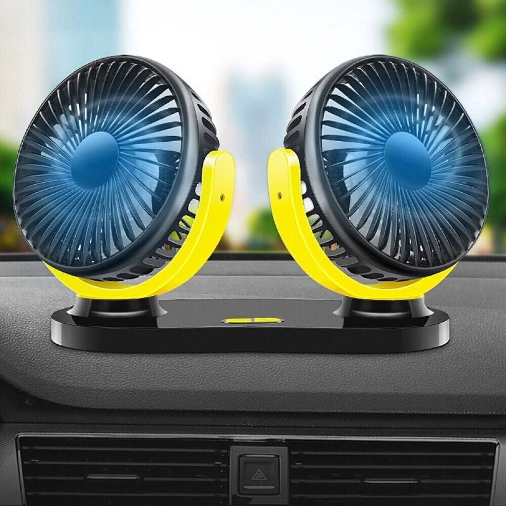 Ventilatore Portatile Da Viaggio Per Auto Camper Camion USB doppia ventola  X916