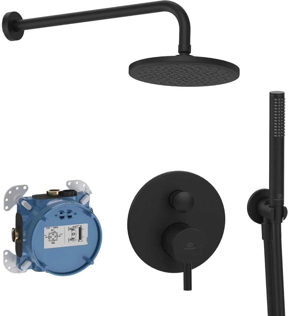 Ideal Standard - Ceraline, Kit doccia con miscelatore monocomando e doccetta, Nero seta