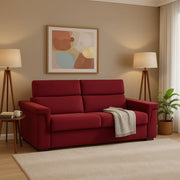 Biscossi, Divano Letto 2 Posti Sfoderabile Made in Italy, 205x95 cm Rosso