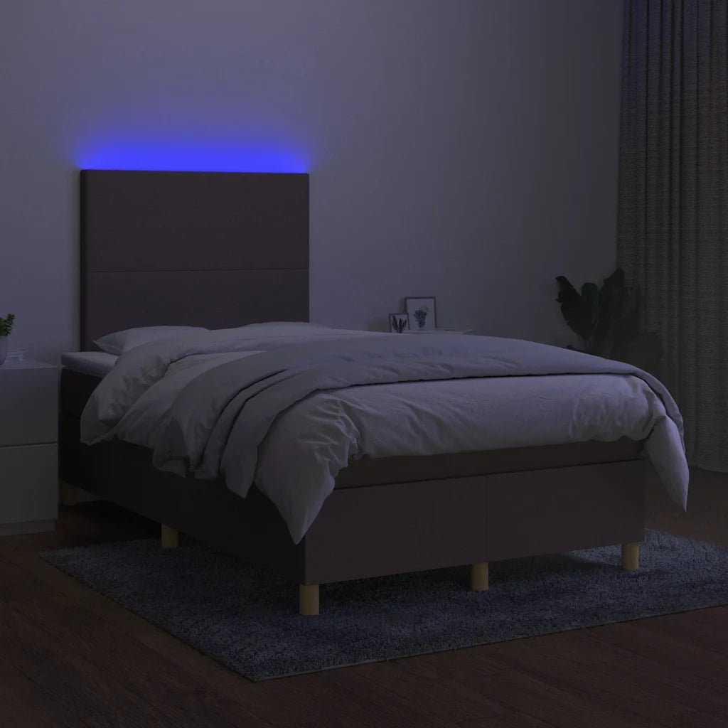 Letto a Molle con Materasso e LED Tortora 120x190 cm in Tessuto 3270236