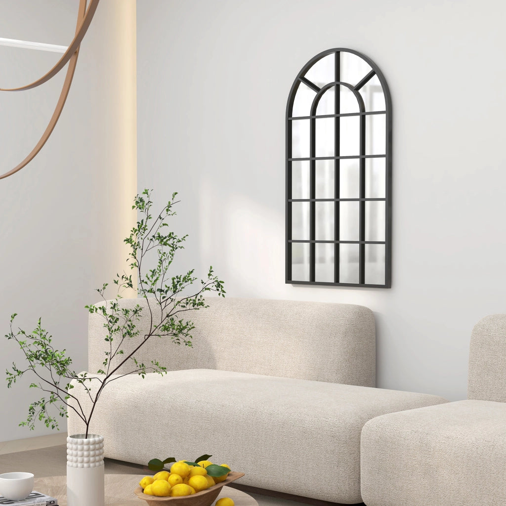 Specchio da parete 110 x 62 cm con cornice in metallo nero per ingresso, soggiorno e camera da letto