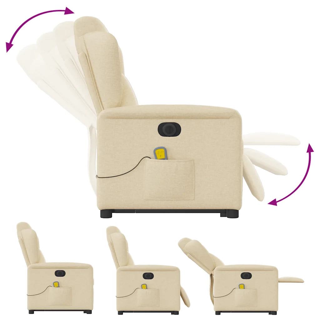 Poltrona Alzapersona Massaggiante Elettrica Crema in Tessuto 3303172