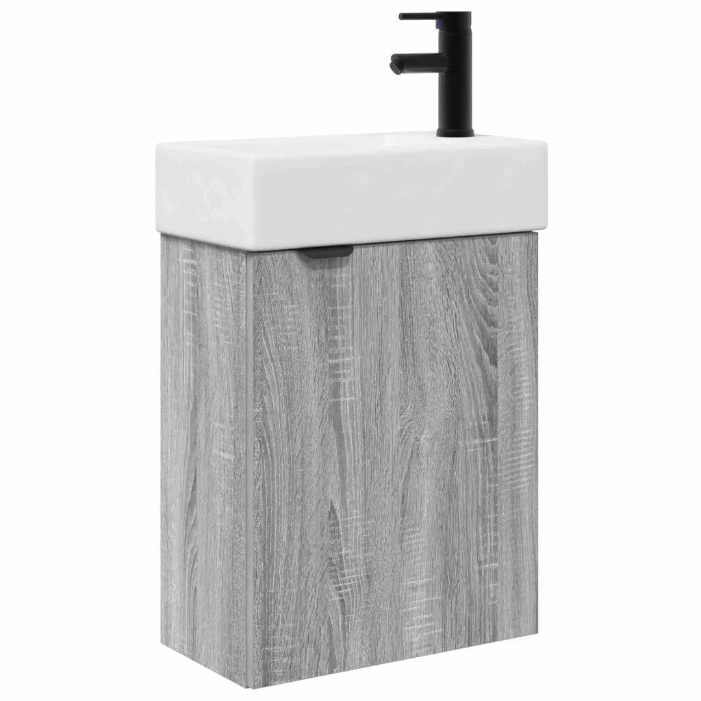 Mobile bagno con rubinetto Sonoma grigio 45,5 x 22,5 x 84 cm 889438