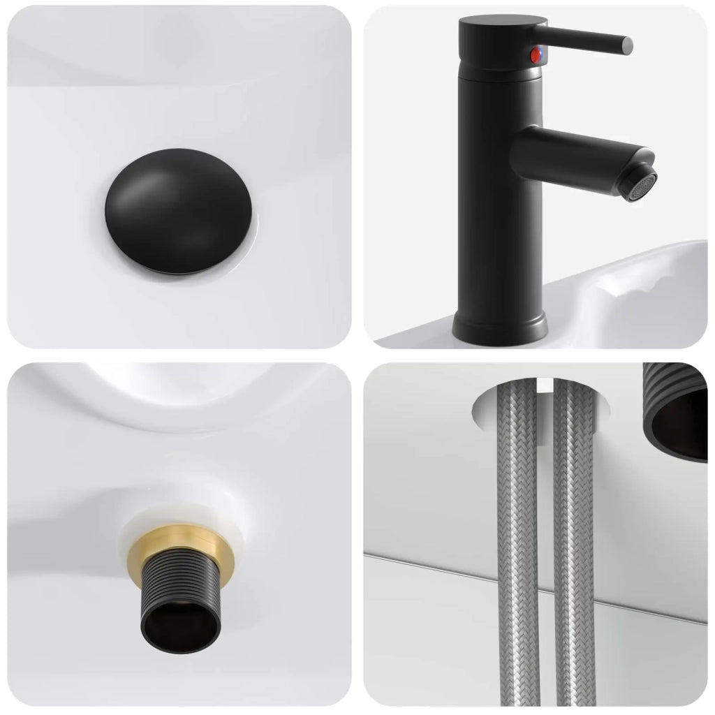 Mobile Lavabo da Parete Bianco Lucido 39 x 41 x 62,5 cm 890576