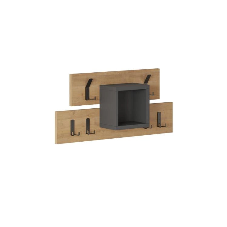 Appendiabiti da Parete con 6 Ganci Vano Contenitore Salvaspazio Legno/Antracite