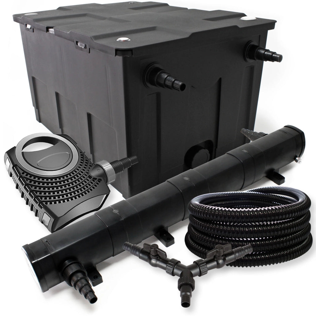 Set Filtro 60.000l Chiarificatore laghetto 72W Pompa NEO8000 70W Tubo 25m