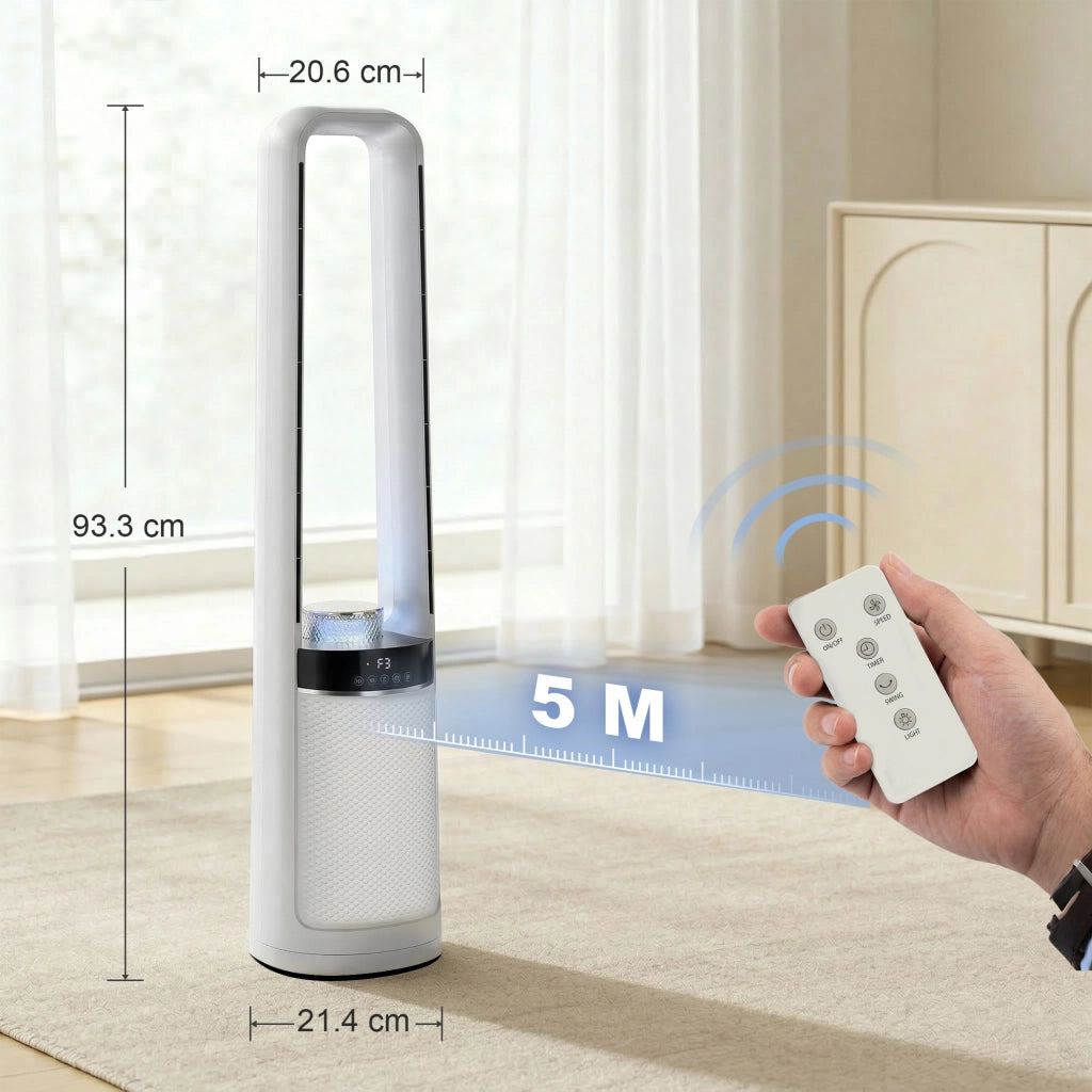 Ventilatore Torre Senza Pale ¨C Zephmum ¨C Bianco 94 cm
